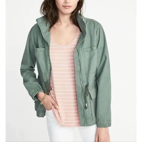 Old Navy green twill field jacket size large - Picture 2 of 8